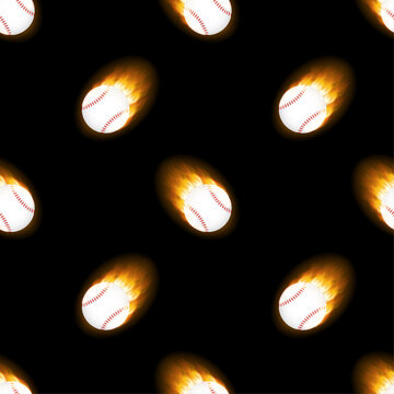 A flaming baseball ball pattern. Vector stock illustration.