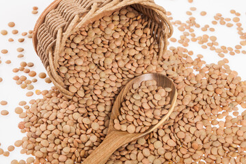 Very Healthy Food; Raw Brown Lentils Heap