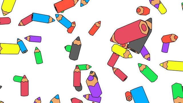 Toon style colored pencils on white background.
Loop able abstract animation.for kids.
