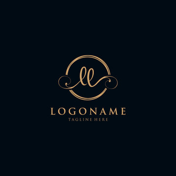 Initial Letter LL Logo in circle - handwritten Logo design template.