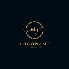 Initial Letter MY Logo in circle - handwritten Logo design template.