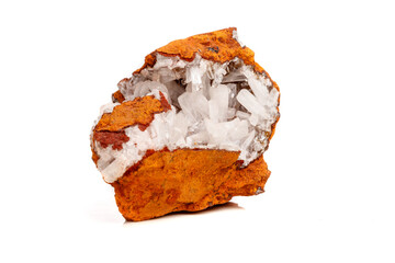 Macro mineral stone crystals Hemimorphite rock on a white background