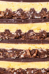 A close up of Nanaimo bars - a traditional Canadian dessert