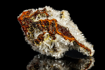 Macro mineral stone crystals Hemimorphite rock on a black background