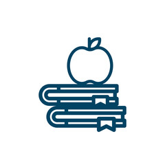 Books with apple flat icon. Education symbol.