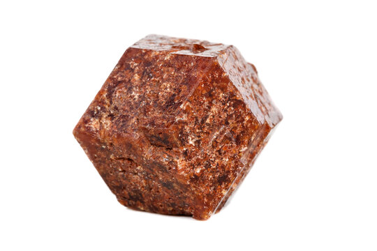 Macro mineral stone Garnet on a white background