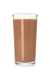 Delicious chocolate milk in glass isolated on white