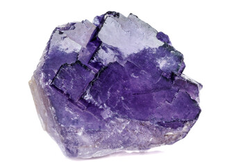 Macro mineral stone Fluorite on a white background