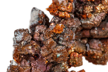 Macro mineral stone Copper on white background