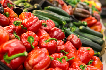 red pepper on market counter