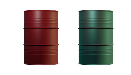 Two barrels against a white background. 3D illustration