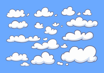 Clouds doodle collection. Hand drawn set vector.