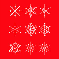 Naklejka na ściany i meble white snowflakes on red background