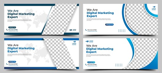 Business digital marketing horizontal banner cover template design collection. Editable vector design isolated.