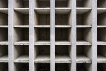Empty niches in a cemetery