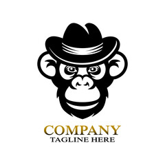 Modern monkey chimpanzee logo. Vector illustration
