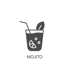 Mojito vector icon. Thin line black mojito icon