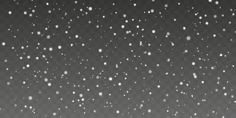 Christmas snow. Falling snowflakes on transparent background. Snowfall. Vector illustration