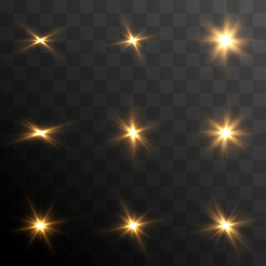 Vector light set. A flash of light, a magical glow. Sun, sun rays png, christmas light. Light png.