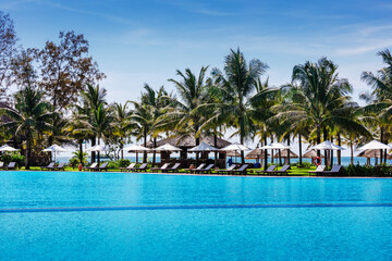 swimming pool in tropical resort