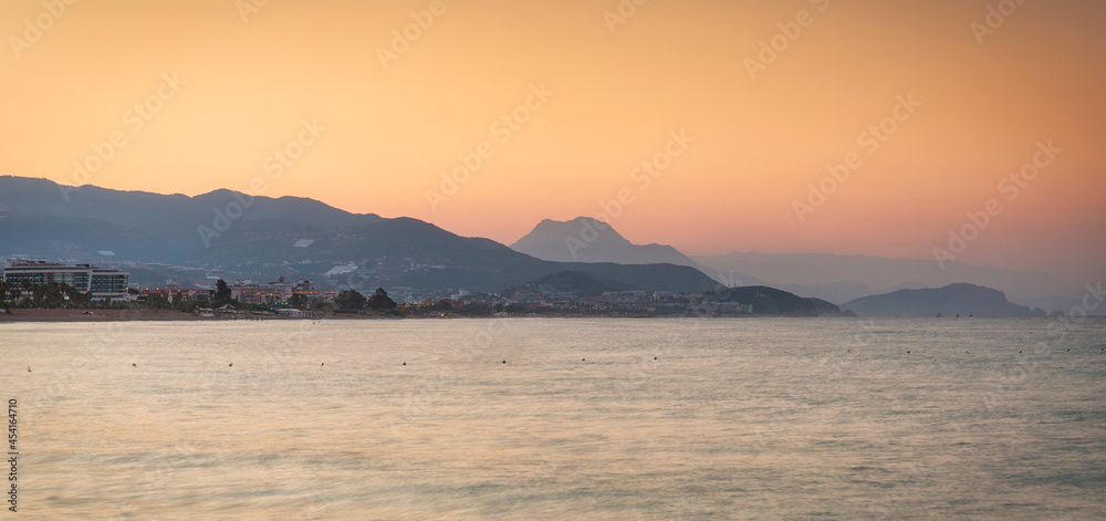 Wall mural beautiful sunrise on the coastline of alanya, turkey