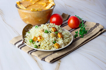 indian Shahi paneer with pulao