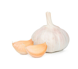 Garlic bulb and Garlic isolated on white background.clipping path.