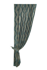 A beautiful curtain with a catch. Isolated white background.