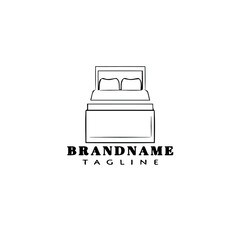 bed logo cartoon logo icon design template black isolated vector