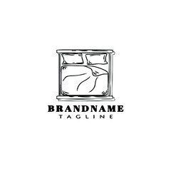 bed logo cartoon logo icon design template black vector illustration