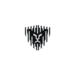 shield lion logo design template, secure data technologist