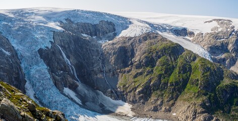 View to the Folgefonna Glacier from Reinanuten view point in Norway