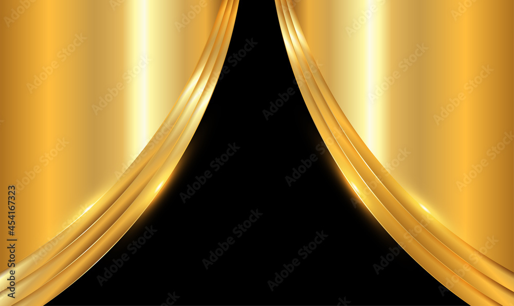 Canvas Prints Gold metallic curve overlap on black background. Luxury Gold Background with metal texture and Expensive shades in 3d abstract style. Modern template deluxe design. Premium background. Vector EPS10