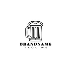 beer glasses cartoon logo icon template black vector illustration