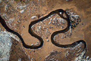 Aerial view of the river bend