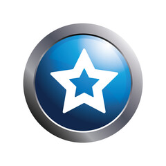 Star icon on blue circle for button. Vector illustration.