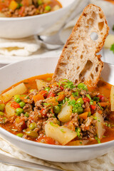 Hamburger Soup, Meat Soup with Vegetables, Soul Comfort Food