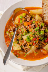 Hamburger Soup, Meat Soup with Vegetables, Soul Comfort Food