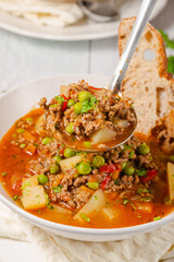 Hamburger Soup, Meat Soup with Vegetables, Soul Comfort Food