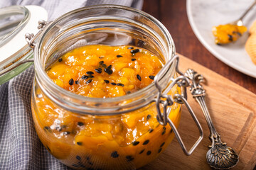 Mango and Passion Fruit Jam in a Jar