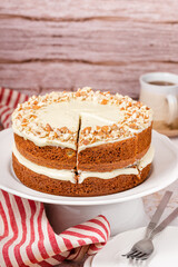 Spice Cake with Frosting and Nuts