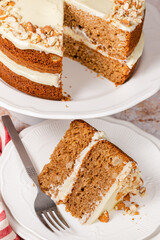 Spice Cake with Frosting and Nuts