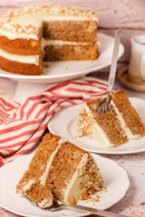 Spice Cake with Frosting and Nuts