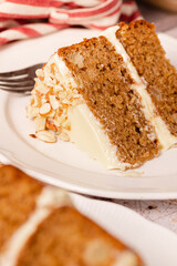 Spice Cake with Frosting and Nuts