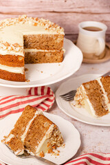 Spice Cake with Frosting and Nuts