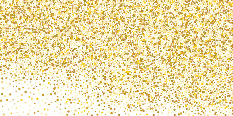 Golden  point confetti on a white background.  Illustration of a drop of shiny particles. Decorative element. Element of design. Vector illustration, EPS 10.