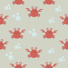 Vector seamless pattern with crab.