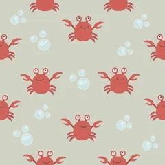 Wallpaper murals Ocean animals Vector seamless pattern with crab.