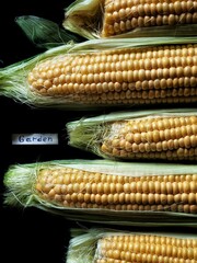 pattern of corn on the cob on black background