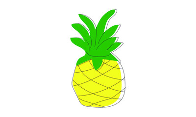 Vector illustration of a pineapple on a white background. Berries icon for farm market menu. Ecological design of healthy food